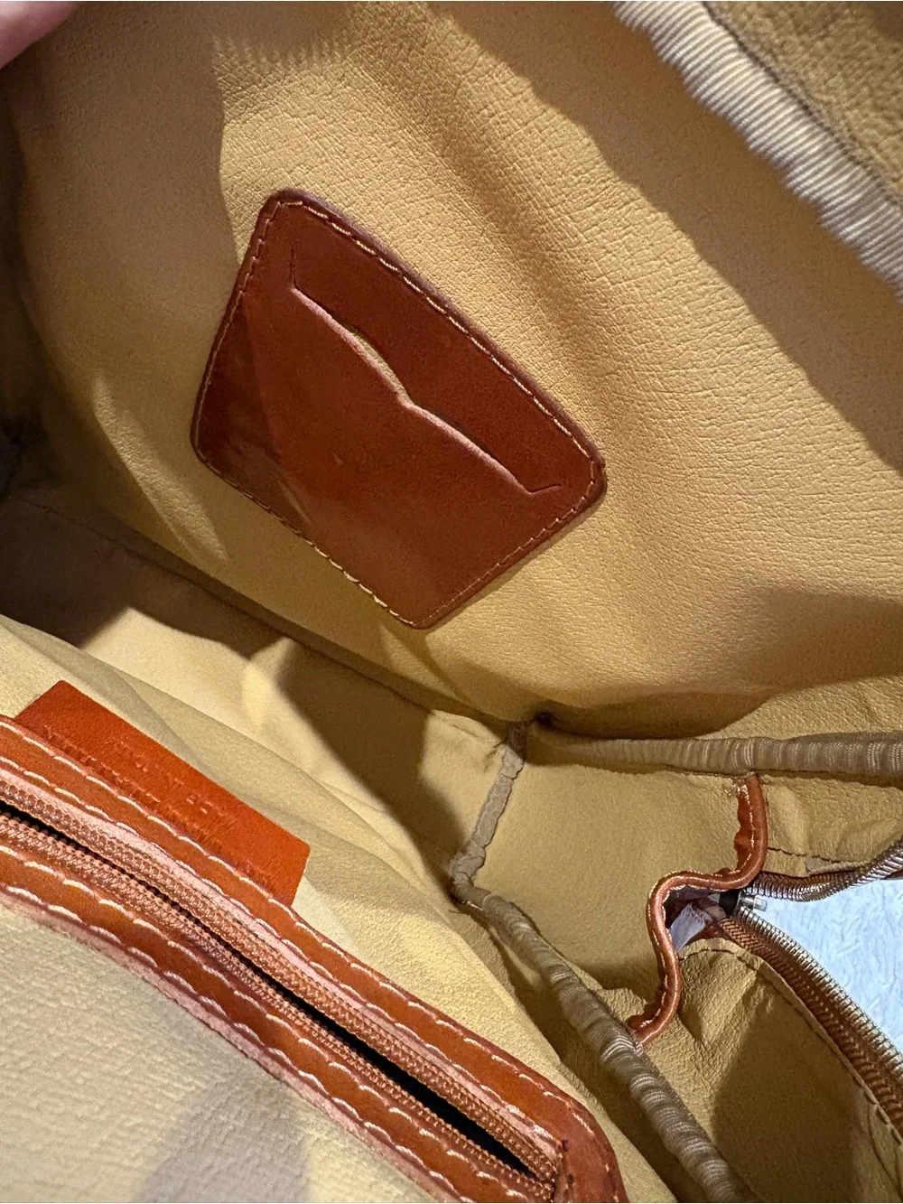 Women’s Italian Leather Backpack Front Zips Straps Brown Tan Cognac